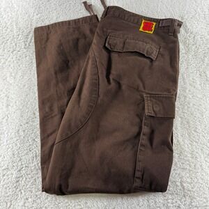 Empyre Relax Double‎ Knee Cargo Pants Mens 34x28 Y2K Brown Adjustable Waist